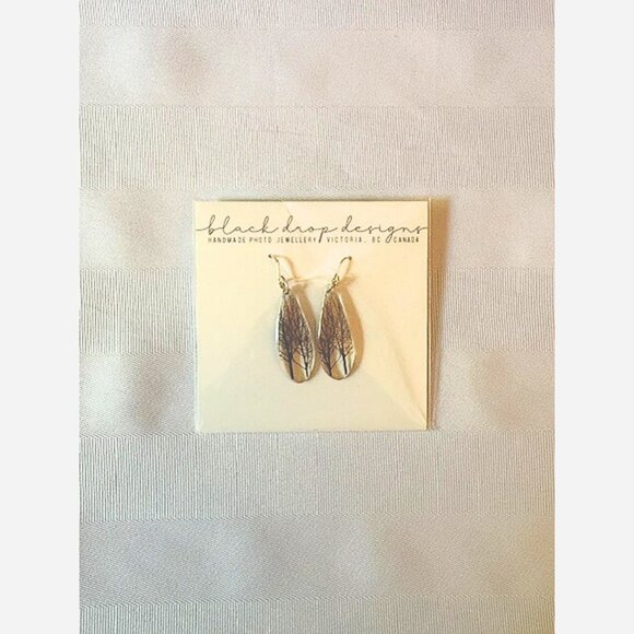 Drip Tree Earrings – Handmade Resin & Acrylic with Sterling Silver Hooks - Picture 4 of 5